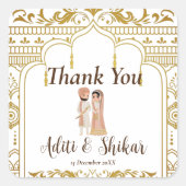 Golden mandap Indiaans grensontwerp Vierkante Sticker (Voorkant)