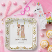 Golden mandap Indiase grens design Square Papieren Bordje (Feest)