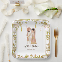 Golden mandap Indiase grens design Square Papieren Bordje