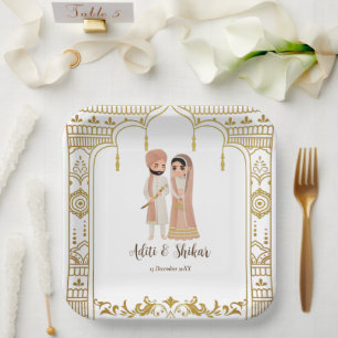 Golden mandap Indiase grens design Square Papieren Bordje