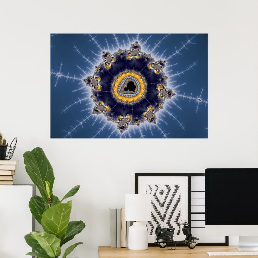 Golden Mandelbrot - Fractal Poster (Thuiskantoor)