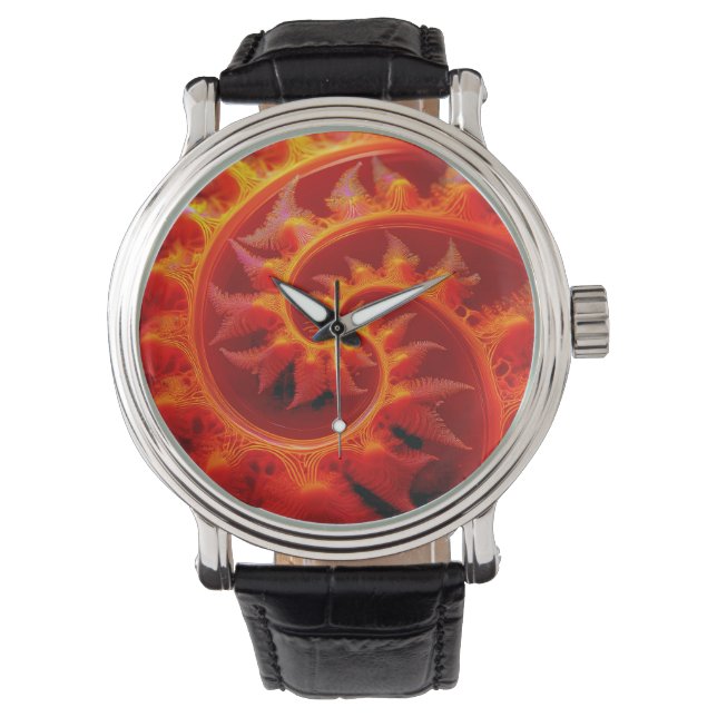 Golden Mandelbrot Set With Fern Accents Horloge (Voorkant)