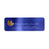 Golden Maple Leaf Cobalt Blue Steel RSVP Labels (Voorkant)
