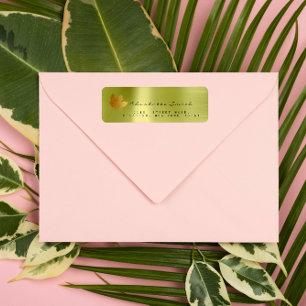 Golden Maple Leaf Linen Return-adreslabels Etiket