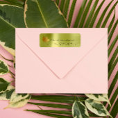 Golden Maple Leaf Linen Return-adreslabels Etiket