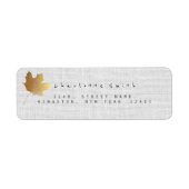 Golden Maple Leaf Linen Return-adreslabels Etiket (Voorkant)