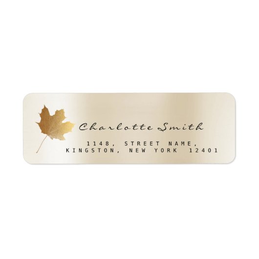 Golden Maple Leaf Parly Ivory Creamy RSVP Labels (Voorkant)