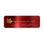 Golden Maple Leaf Ruby Red Steel RSVP Labels (Voorkant)