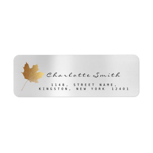 Golden Maple Leaf Silver Grey Steel RSVP Labels (Voorkant)