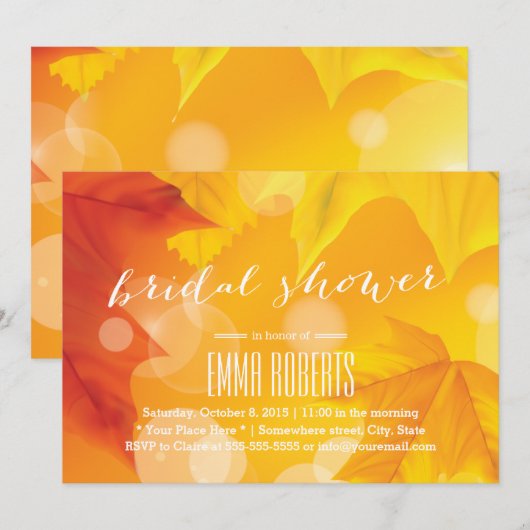 Golden Maple Leaves Autumn Vrijgezellenfeest Kaart (Voorkant / Achterkant)