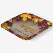 Golden Maple Leaves en Red Berries Thanksgiving Papieren Bordje (Gebogen)