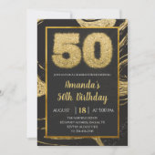Golden Marble 50th Birthday Invitation Kaart (Voorkant)