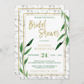 Golden Marble Bridal Shower Invitation, Greenery Kaart (Voorkant / Achterkant)