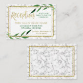Golden Marble bruiloft receptie Kaart, groen Informatiekaartje (Voorkant / Achterkant)