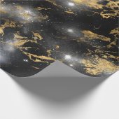 Golden Marble Dark Sterrennacht Space Lover Galaxy Cadeaupapier (Hoek)