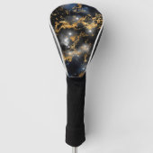 Golden Marble Dark Sterrennacht Space Lover Galaxy Golfheadcover (Voorkant)