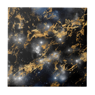Golden Marble Dark Sterrennacht Space Lover Galaxy Tegeltje