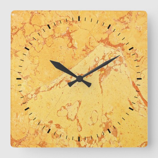 Golden Marble Effect Vierkante Klok (Voorkant)