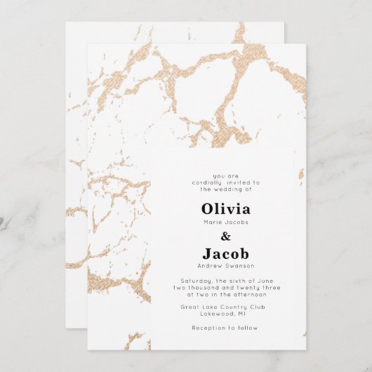 Golden Marble Elegance Kaart (Voorkant / Achterkant)