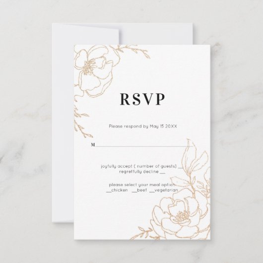 Golden Marble Elegance RSVP Kaartje (Voorkant)