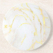 Golden Marble Elegant Trendy Sjabloon Round Zandsteen Onderzetter (Voorkant)