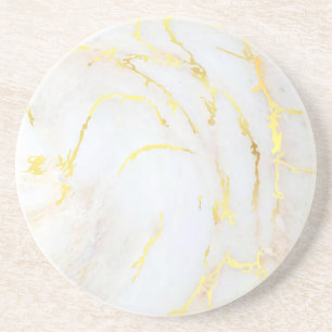 Golden Marble Elegant Trendy Sjabloon Round Zandsteen Onderzetter