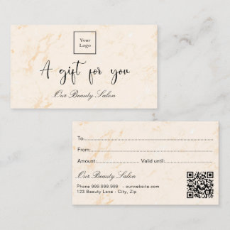 Golden marble logo qr code gift certificaat