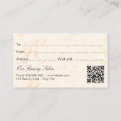 Golden marble logo qr code gift certificaat (Achterkant)