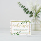 Golden Marble Wedding RSVP Kaart, groen Informatiekaartje (Staand voorkant)