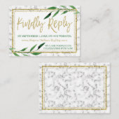 Golden Marble Wedding RSVP Kaart, groen Informatiekaartje (Voorkant / Achterkant)