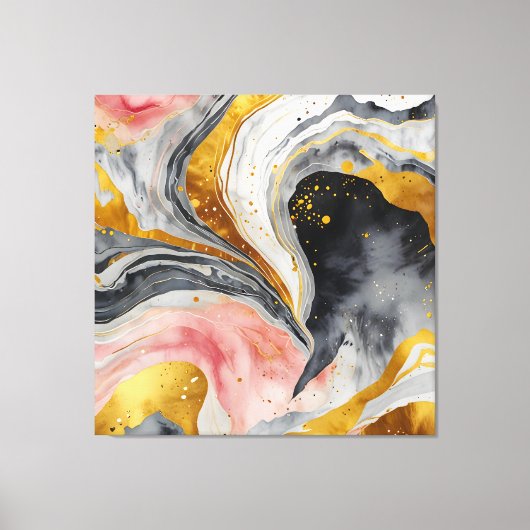 Golden Marble Whirls Canvas Afdruk (Voorkant)