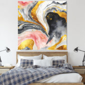 Golden Marble Whirls Canvas Afdruk (Insitu (Slaapkamer))