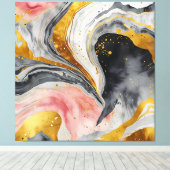 Golden Marble Whirls Canvas Afdruk (Insitu (Houten vloer))