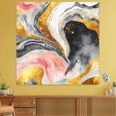 Golden Marble Whirls Canvas Afdruk (Insitu (Woonkamer))