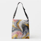 Golden Marble Whirls Crossbody Tas (Achterkant)