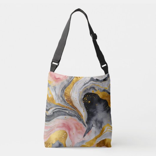 Golden Marble Whirls Crossbody Tas (Voorkant)