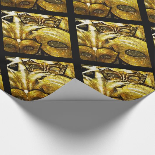 Golden Mardi Gras maskerpapier Cadeaupapier (Hoek)