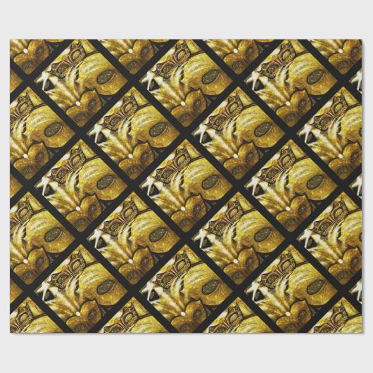 Golden Mardi Gras maskerpapier Cadeaupapier (Vlak)