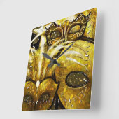 Golden Mardi Gras maskers muur klok (Hoek)