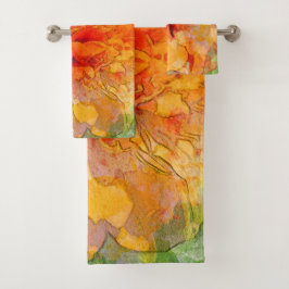 Golden Marigold Flower Waterverf Bad Handdoek