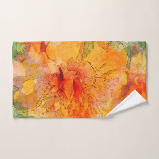 Golden Marigold Flower Waterverf Bad Handdoek (Handdoek)