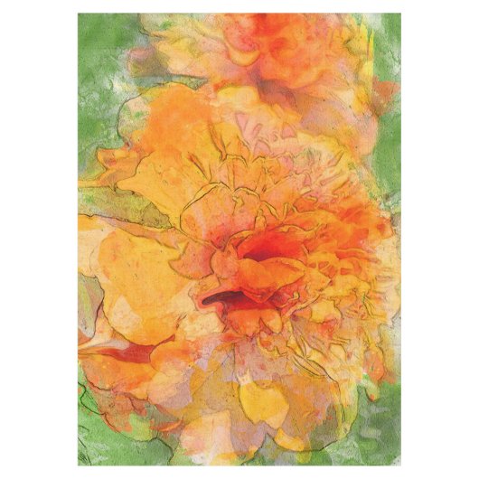 Golden Marigold Flower Waterverf Tafelkleed (Voorkant)