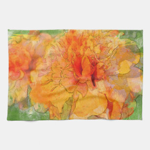 Golden Marigold Flower Waterverf Theedoek