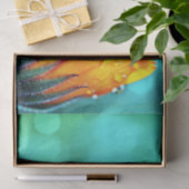 Golden Marigold op Blauwgroen Bokeh Tissuepapier (Geschenk)