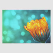 Golden Marigold op Blauwgroen Bokeh Tissuepapier (Voorkant)