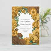 Golden Marigold, Terra Honey & Umber Spice Wedding Kaart (Staand voorkant)
