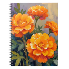 Golden Marigolds | Watercolor Flowers Floral Notitieboek