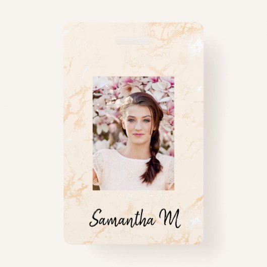 Golden marmer foto minimalistische badge (Voorkant)