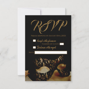 Golden Mask Wedding RSVP-kaart RSVP Kaartje