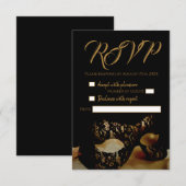 Golden Mask Wedding RSVP-kaart RSVP Kaartje (Voorkant / Achterkant)